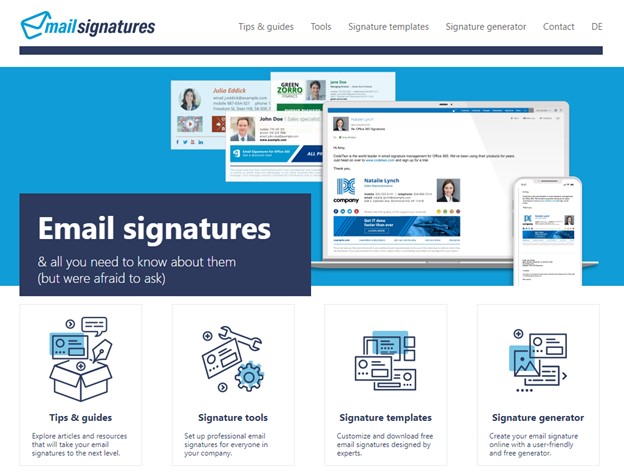 trang web tạo chữ ký email miễn phí Mail-signature