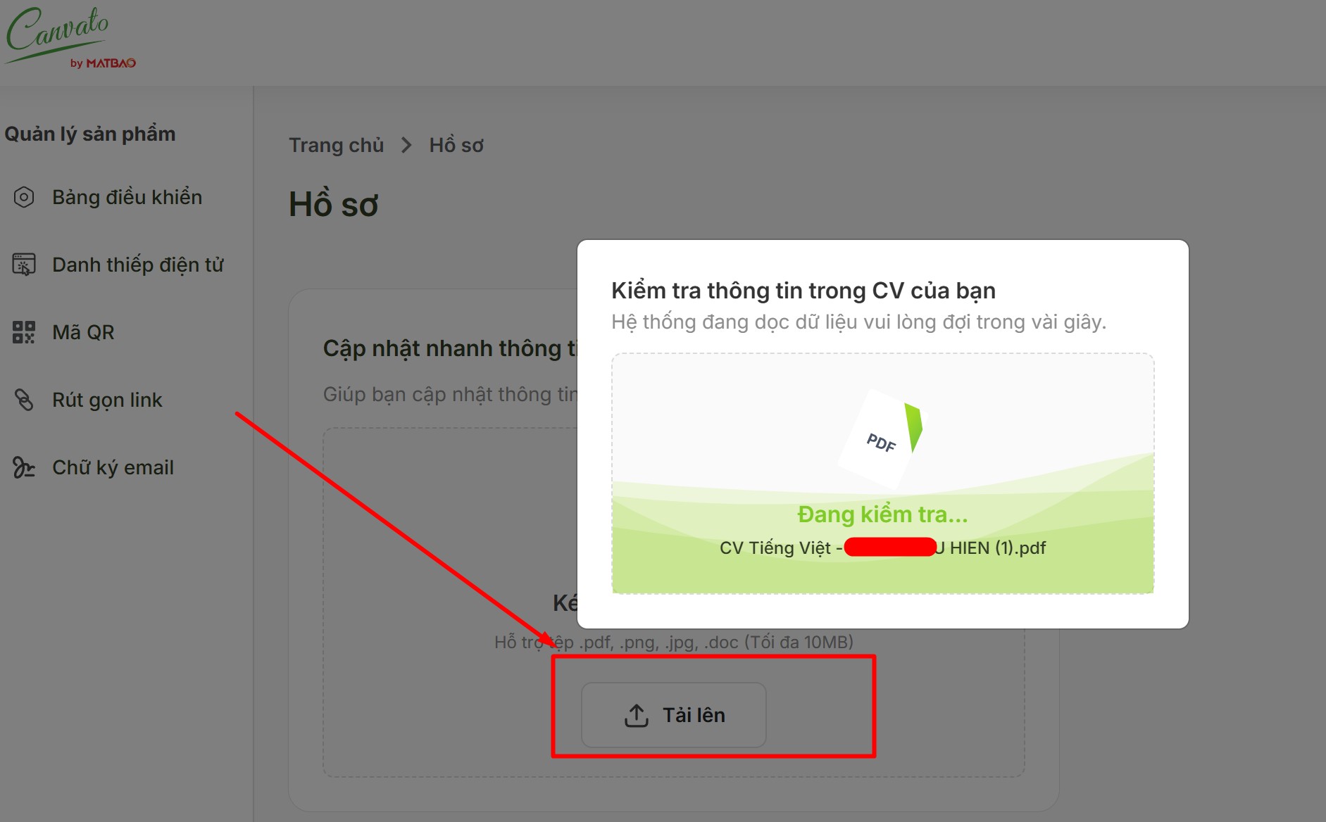 Hướng dẫn upload và quản lý hồ sơ trên Canvato