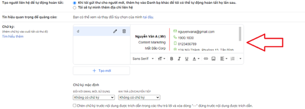 Sử dụng chữ ký email cho Gmail