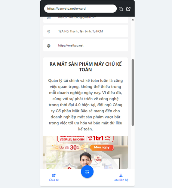 Card visit online giúp quảng bá sản phẩm mới 2