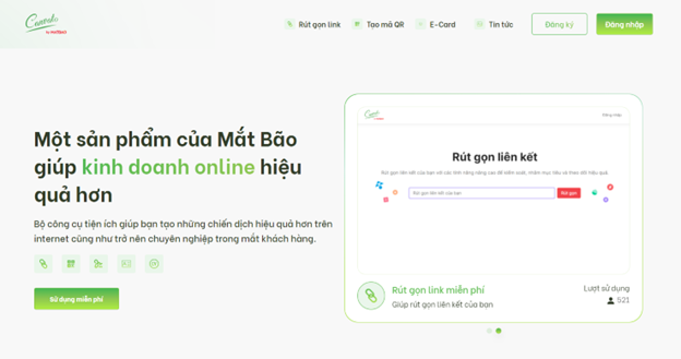Web rút gọn link Canvato